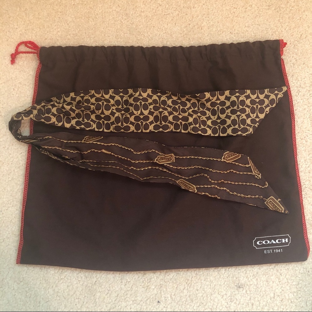 Coach brown silk scarf